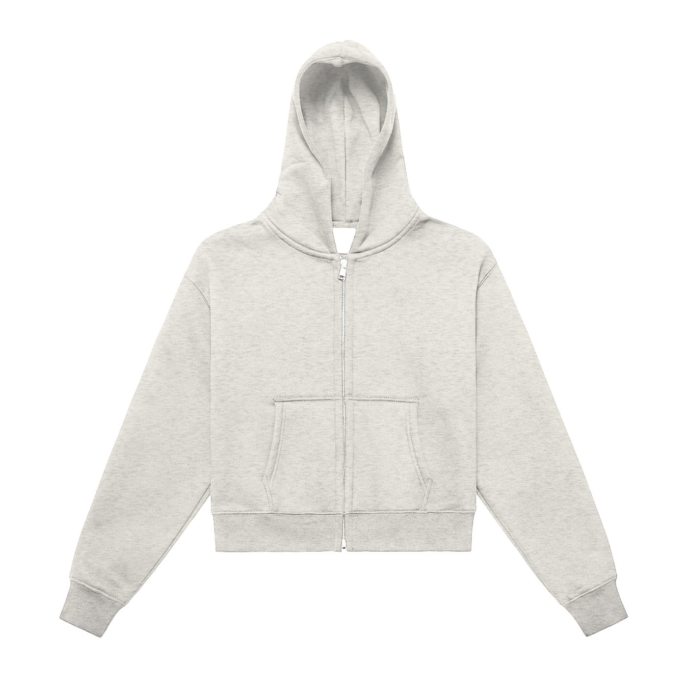 Fleeced Zip-Up Cropped Hoodie